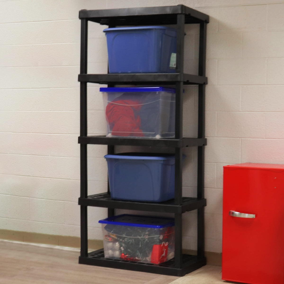 Koolatron Oskar Small Interlocking Shelving Unit, 5-Tier, Tool-Free Assembly, Heavy Duty Storage