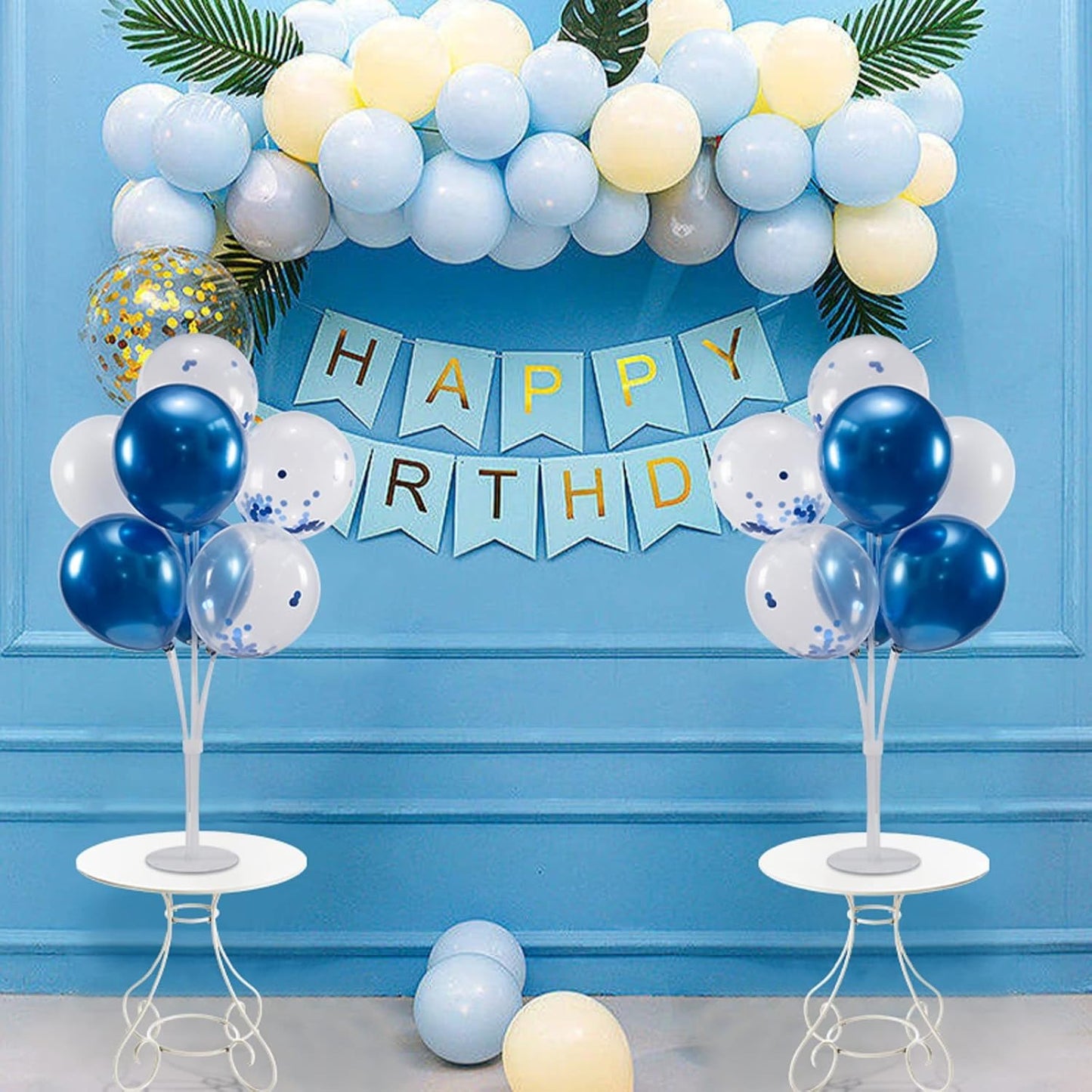 Blue Balloon Stand Centerpiece Table Decorations for Men's Birthday Father's Day Retirement