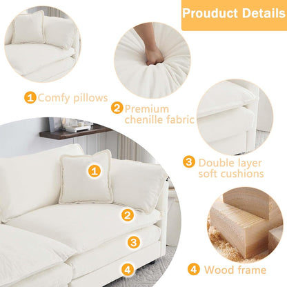 Sectional Sofa 4 Seater with Movable 1 Ottoman,Oversized Modular Couch Deep Seat (Beige, 146.5