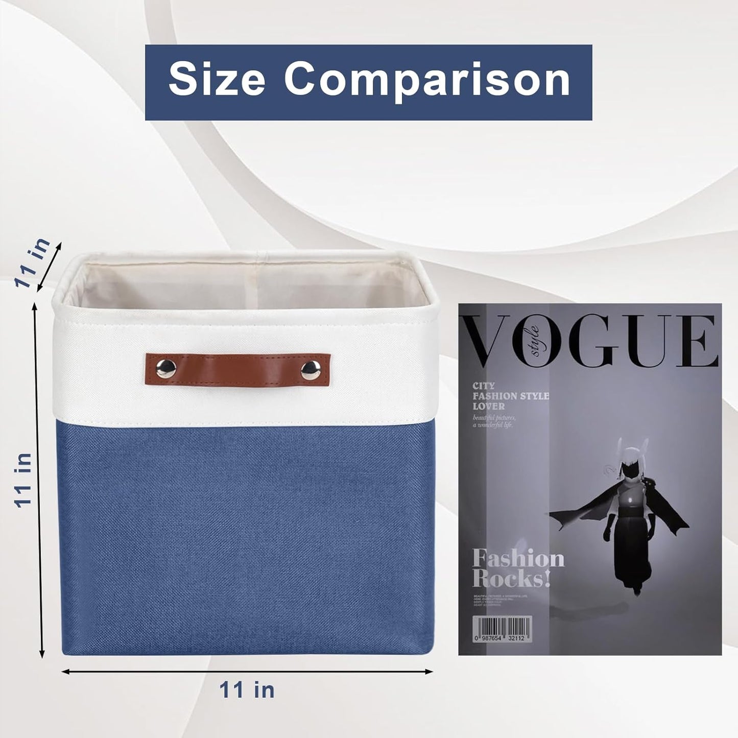 Collapsible Fabric Storage Cubes 11x11 Cube Storage Bins, 4 Pack Closet Baskets Box with Handles