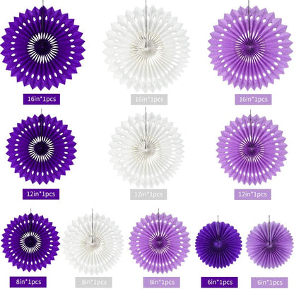 BEISHIDA Lavender Purple White Tissue Hanging Honeycomb Round Paper Fans Decoration Set for