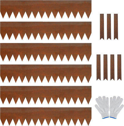 Worth Garden 6 Pack Cor-Ten Steel Landscape Edging w/Rust Patina Finish - 40" L x 8" H Strips