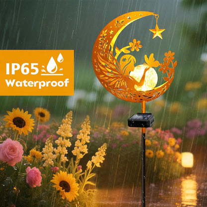 YJFWAL Garden Solar Fairy Lights Pathway Stake Lights Glass Globe with Moon Angel Decor, Gifts for