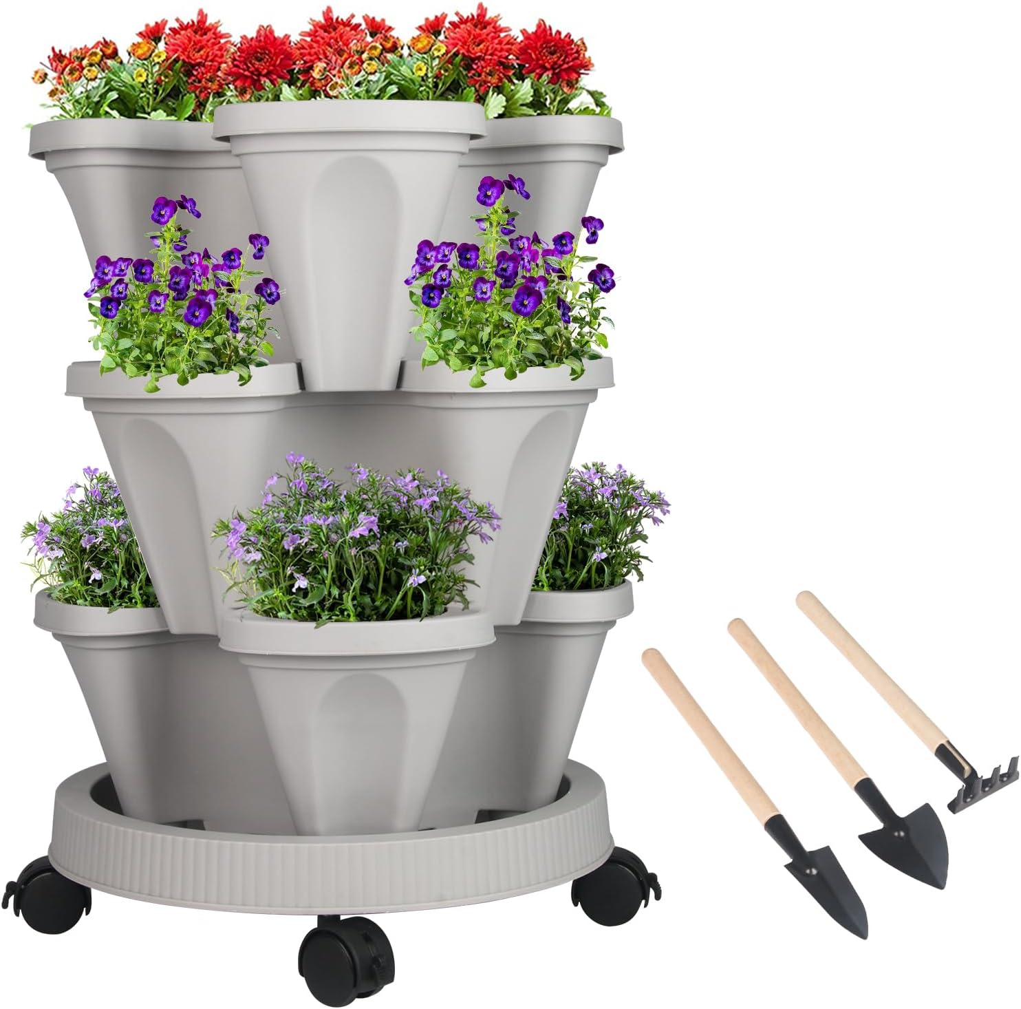 Vertical Planter 3 Tier Stackable Planters Garden Planters Strawberry Herb Flower and Vegetable