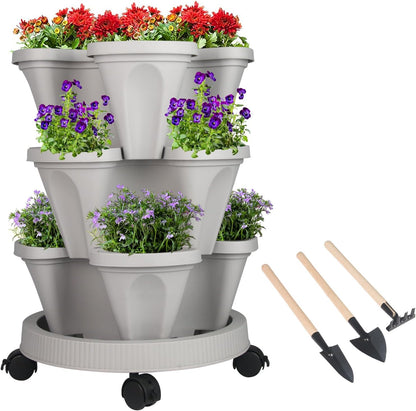Vertical Planter 3 Tier Stackable Planters Garden Planters Strawberry Herb Flower and Vegetable
