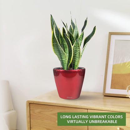 Dexceder 9x8 Inches High Gloss Self Watering Planter Indoor Outdoor, Inner Pot Design, Thickened
