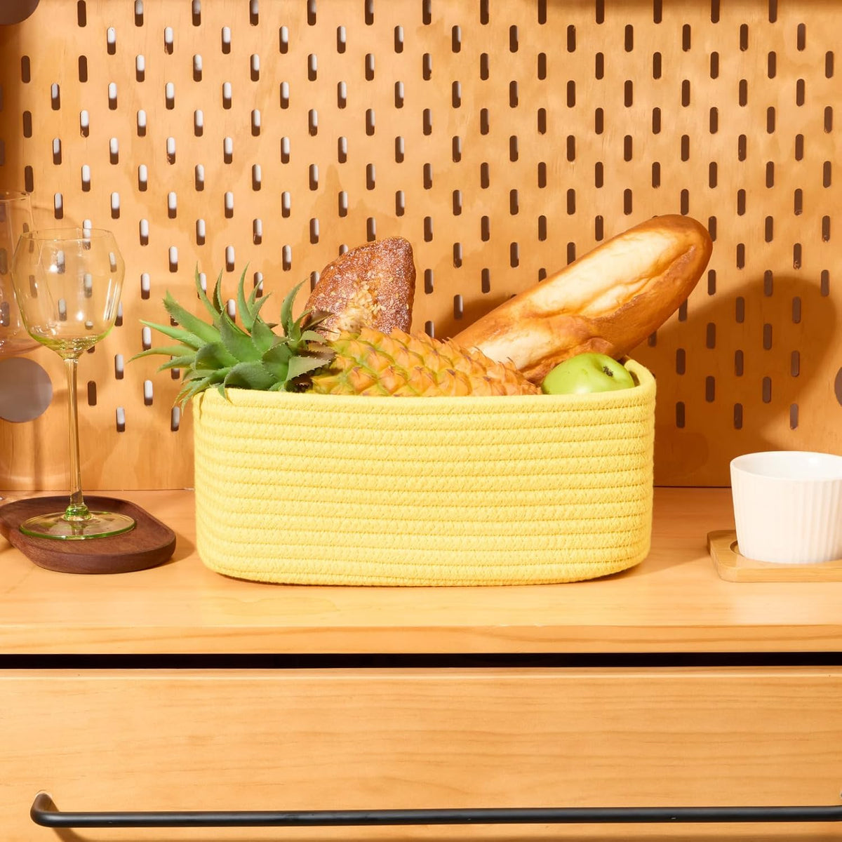 Small Storage Baskets for Organizing | Closet Organizer Bins | Shelf Toy Basket | Woven Rope