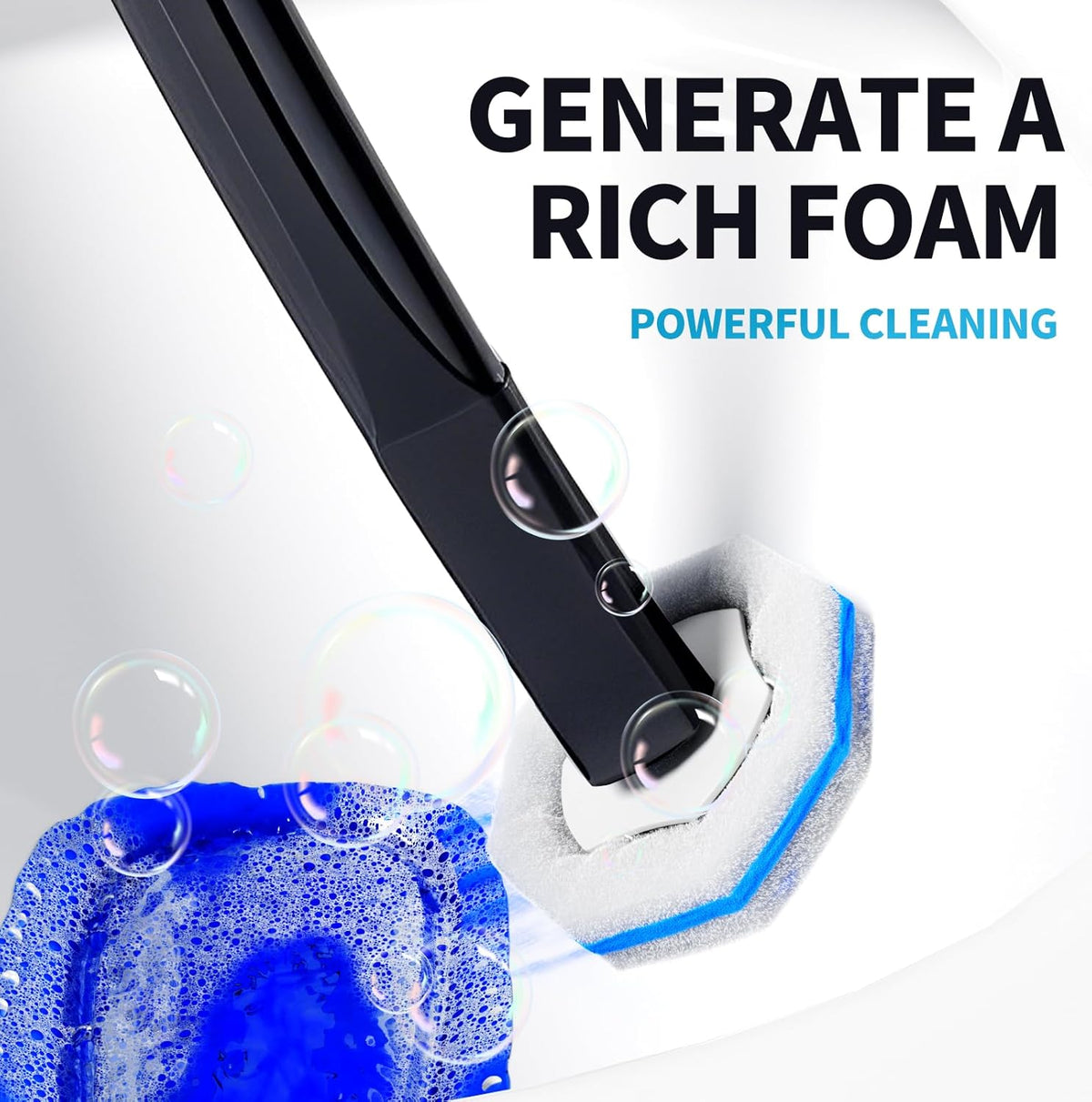 Disposable Toilet Brush with 50 Wand Cleaner Refills Pads，Wall Mounted Toilet Bowl Holder