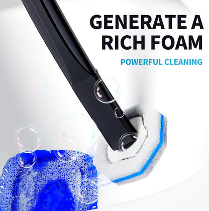 Disposable Toilet Brush with 50 Wand Cleaner Refills Pads，Wall Mounted Toilet Bowl Holder