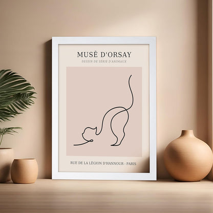 Poster Master Vintage Poster - Retro One Line Cat Drawing Print - Cat Art - Minimal Gift for Men