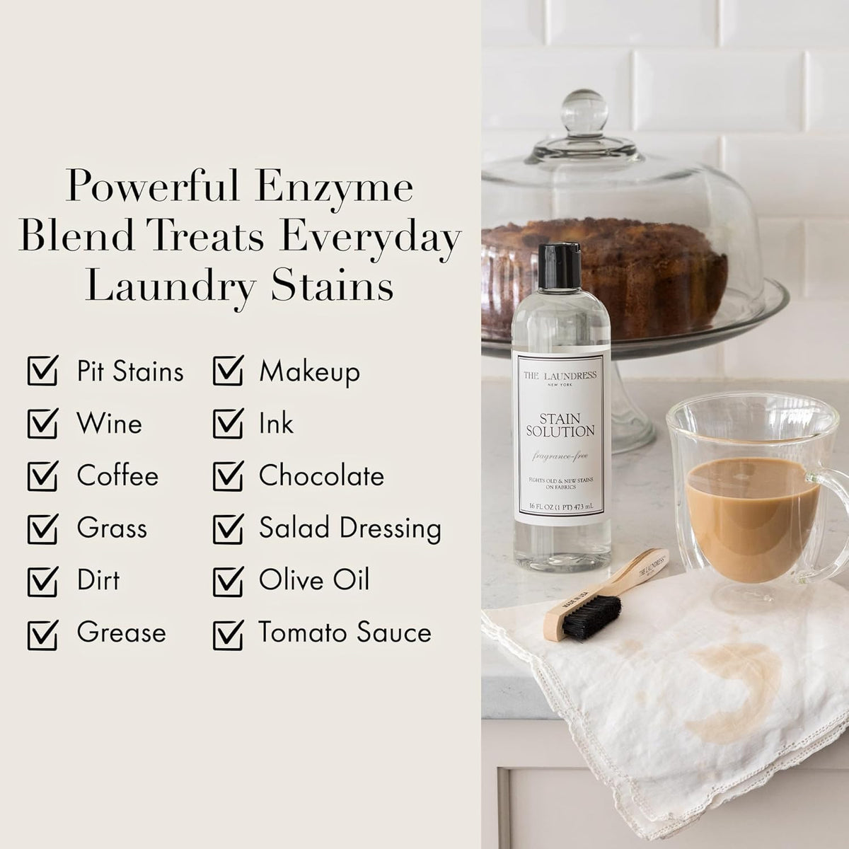 The Laundress Stain Solution, Laundry Stain Treatment, Stain Remover for Makeup, Red Wine, Coffee