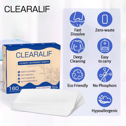 Laundry Detergent Sheets Up to 320 Loads, Fresh Linen - Great For Travel,Apartments