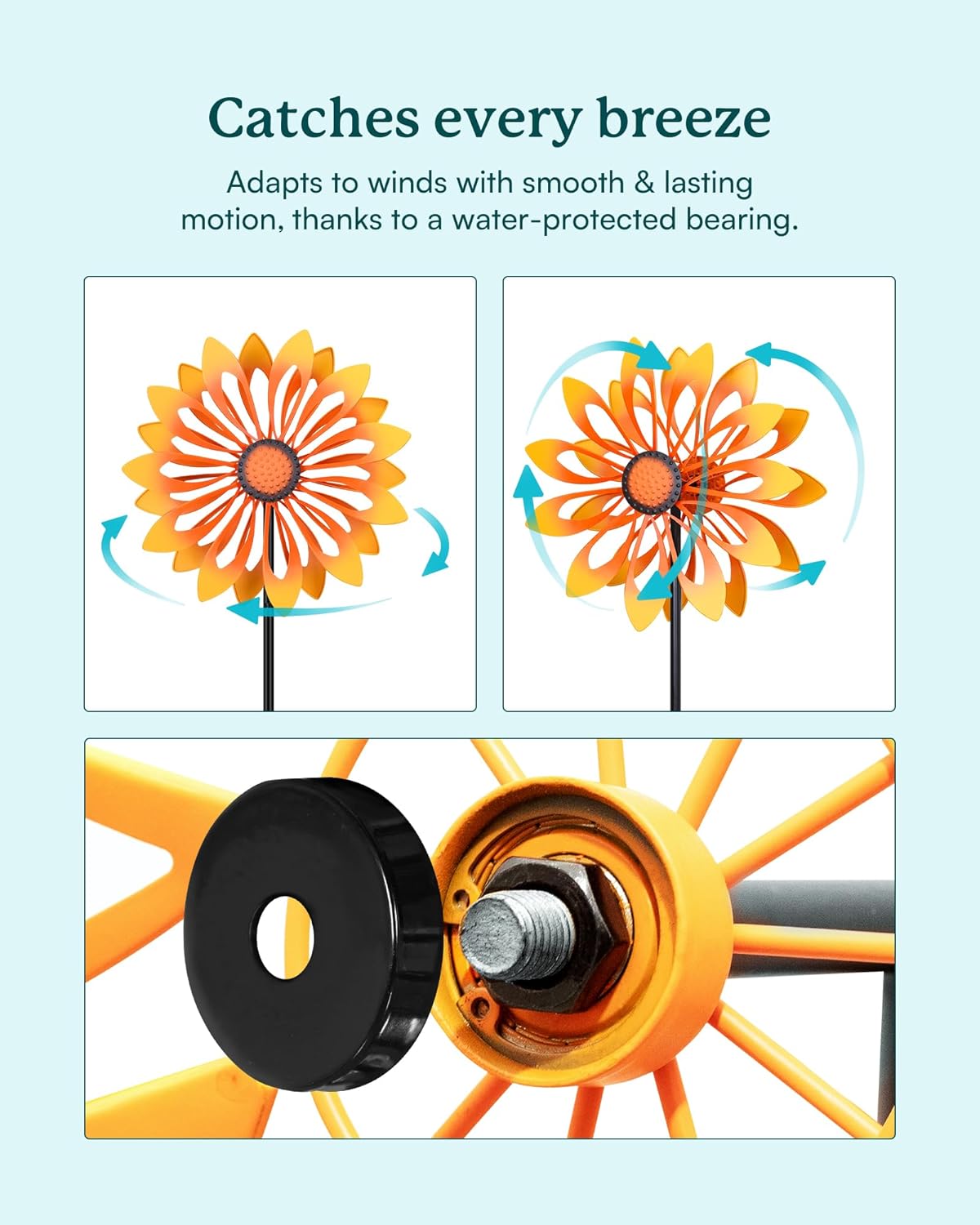 Floral Yard Garden Wind Spinners - Kinetic Outdoor Metal Wind Spinners, Lawn Yard Garden Decor