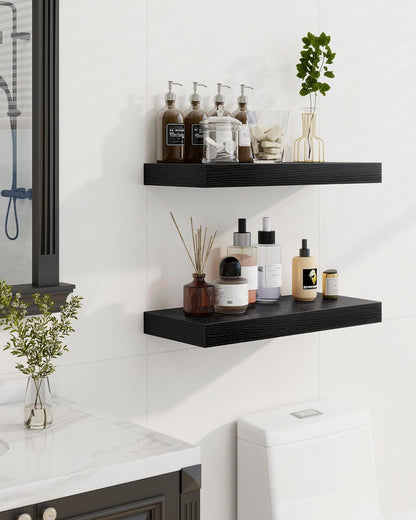 Marsmiles 31.5" Floating Shelves for Wall, Wooden Shelves with Invisible Brackets Set of 2, Rustic