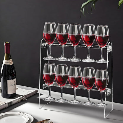 Tosnail 2-Tier Champagne Flute Glass Holder Stand, 10 Slots Champagne Flute Tabletop Stemware