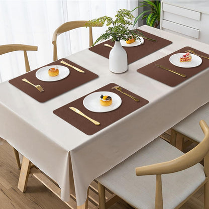 Faux Leather Placemats, Set of 4, 12''×17' Textures on Both Sides, Heat-Resistant, Waterproof and