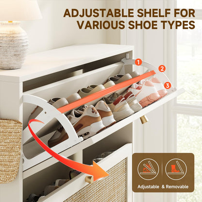 Nicetree Shoe Cabinet Storage for Entryway Slim 9.5" Freestanding Floor Base Shoe Storage Cabinet