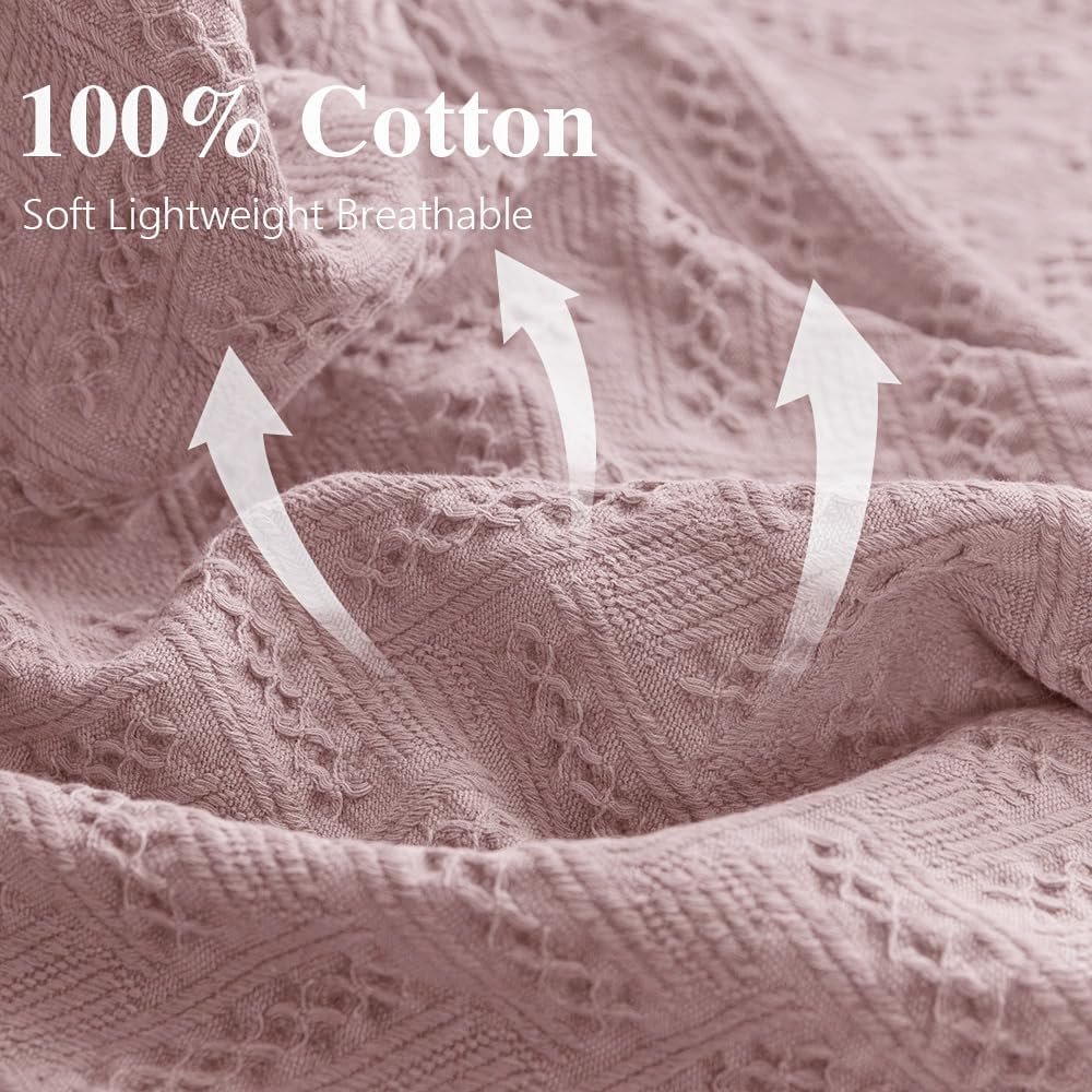 Simple&Opulence 100% Cotton Throw Blanket for Bed, Couch, Boho Luxury Geometric Knit Woven Blanket