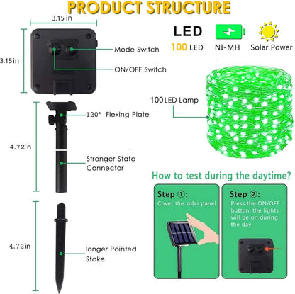 Solar String Lights Outdoor, 2-Pack 80FT 200 LED Solar Christmas Twinkle Lights Outside Waterproof