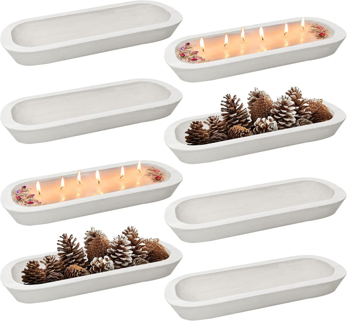 Royxen 8 Pack Dough Bowl for Candle, Wooden Dough Bowls Paulownia, Rustic Bowl Vintage, Bowls for