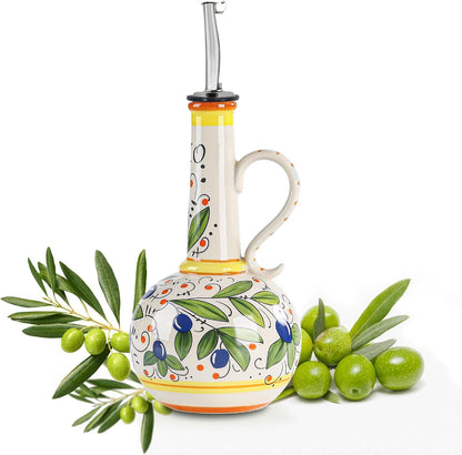 18 oz Ceramic Olive Oil Dispenser Bottle for Kitchen, Large Capacity Oli and Vinegar Cruet with