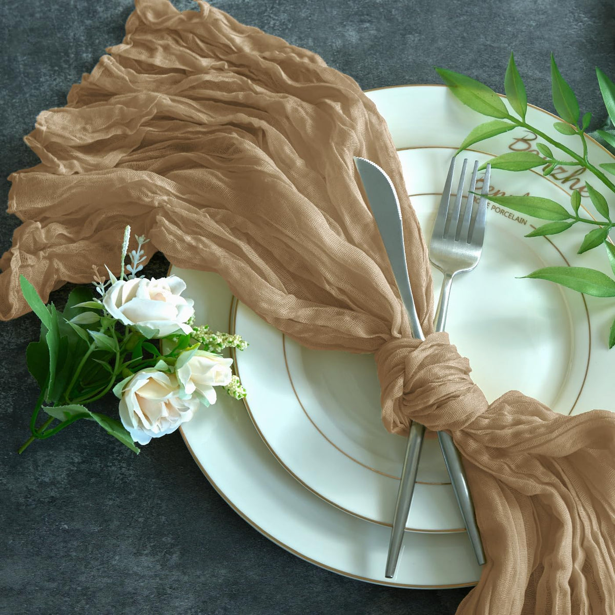 Sioloc Nude Cheesecloth Table Runner Fall Autumn Decor for Home 10ft Table Cloth for Tea Wedding
