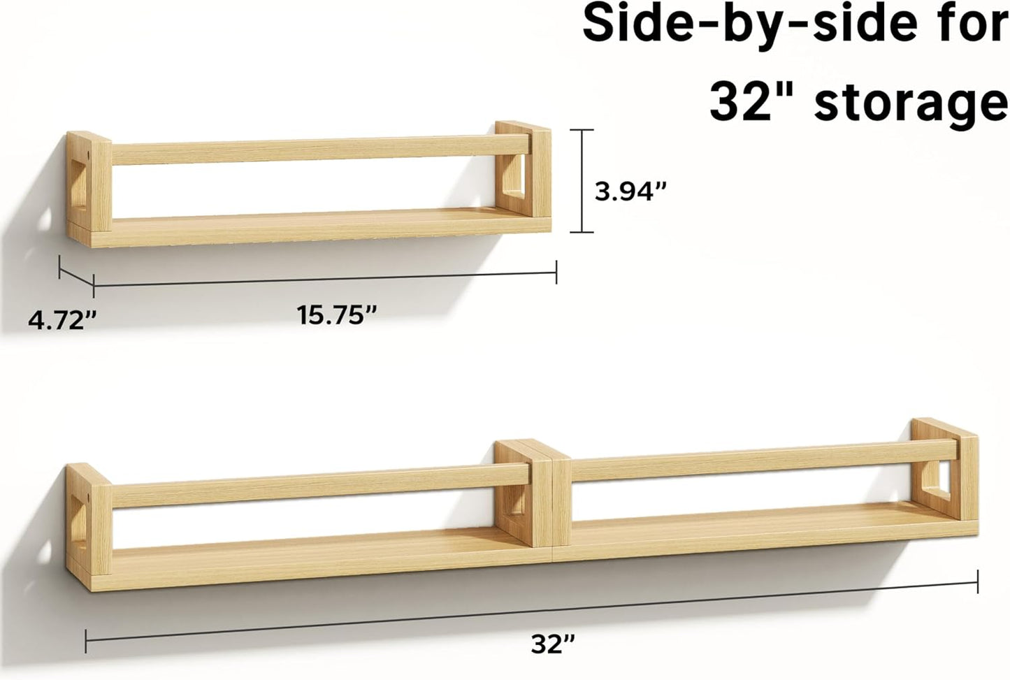 Upgraded Thick Floating Shelves - Multi-Use Wall-Mounted Bookshelves for Kids and Nursery, Ideal