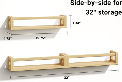 Upgraded Thick Floating Shelves - Multi-Use Wall-Mounted Bookshelves for Kids and Nursery, Ideal