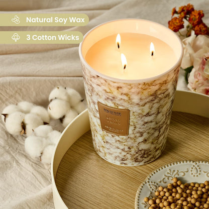 M&SENSE Sugared Lemon Zest Scented Candles for Home, 3-Wick Highly Scented Jar Candles, Extra Large