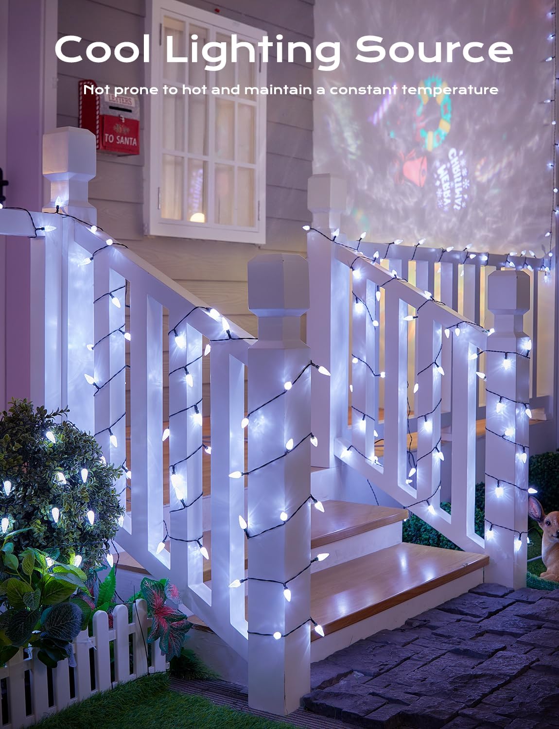 Brightown Solar Operated C6 Strawberry String Lights, 39ft 100 LEDs White LED Christmas Fairy