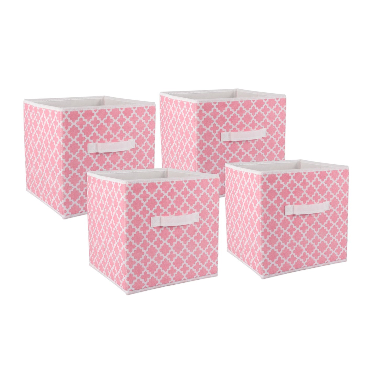 DII Non Woven Polyester Storage Bin, Lattice, Pink Sorbet, Small Set of 4