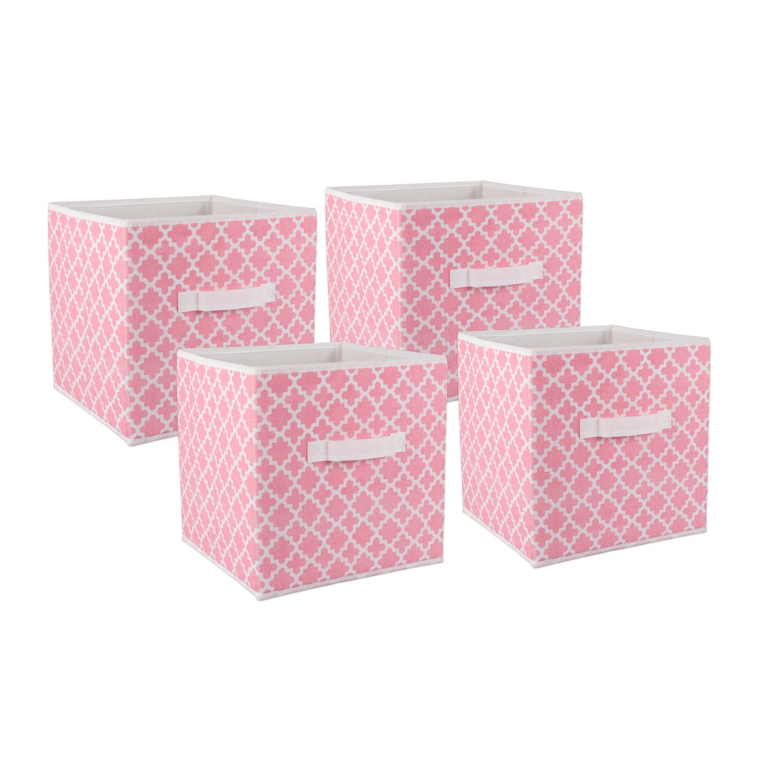 DII Non Woven Polyester Storage Bin, Lattice, Pink Sorbet, Small Set of 4