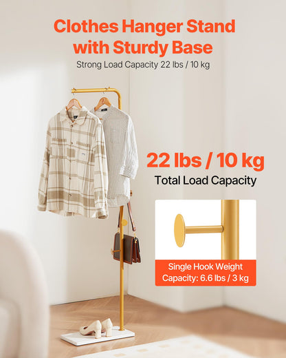 VEVOR Coat Rack, Freestanding Coats Rack Stand with Quartz Stone Base & 3 Round Hooks, Free