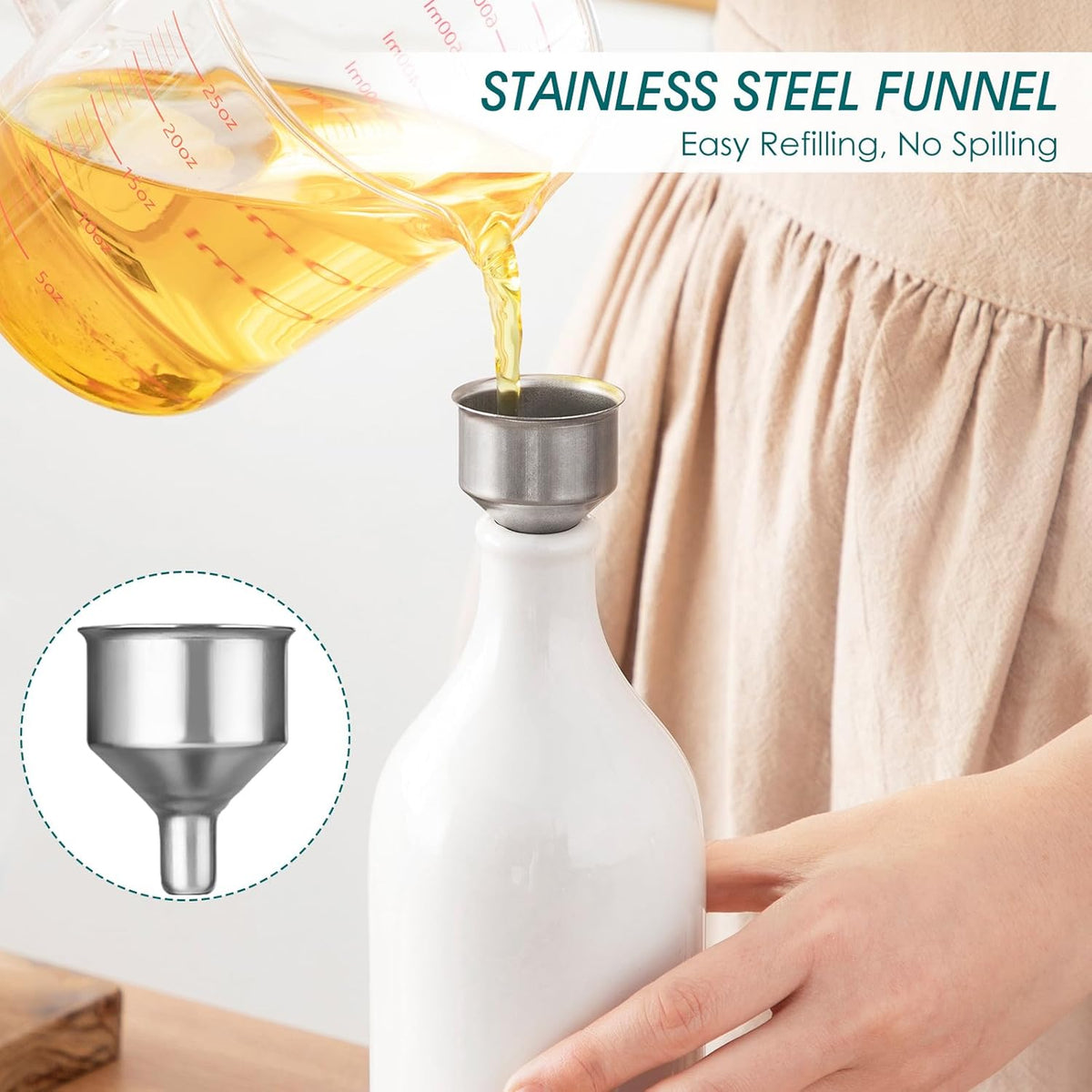 vancasso 20 Oz Ceramic Olive Oil Dispenser Bottle, Bottle Dispenser with Spout and Funnel for