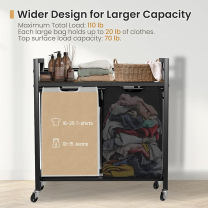Laundry Hamper, Laundry Basket, Laundry Sorter with 2 Removable Bags, Clothes Basket with 2