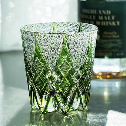 JEKE Edo style Hand Carved Drinking Glass Crystal Whisky Glass 340ml Tumbler For Whiskey