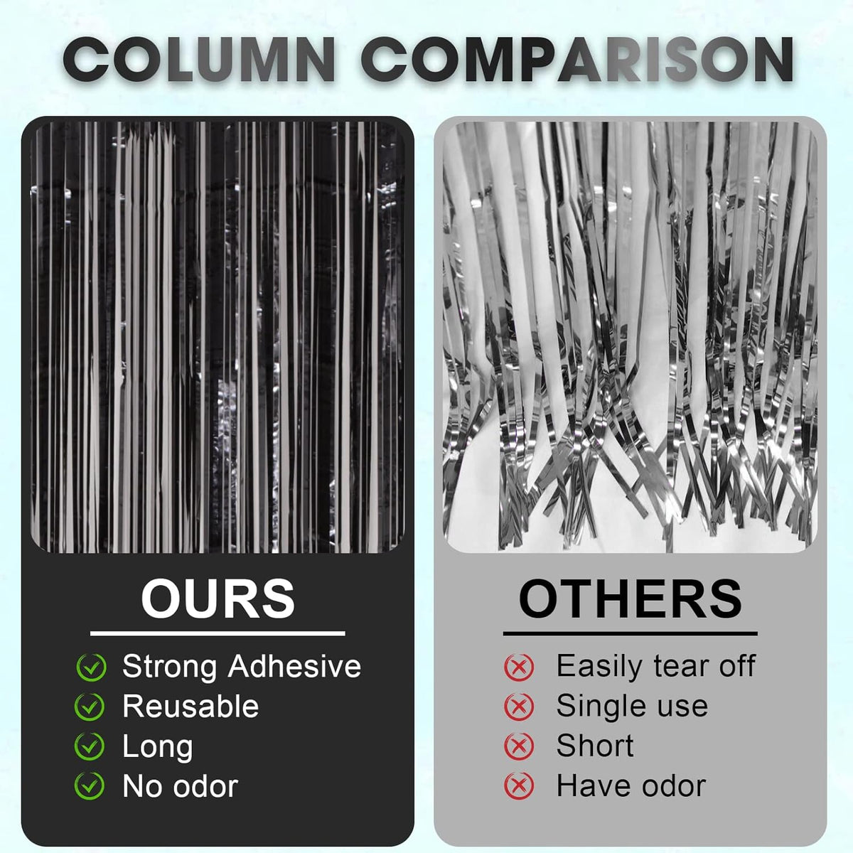 3 Pack 3.3x8.2 Feet Black Foil Fringe Backdrop Curtains, Tinsel Streamers Birthday Party