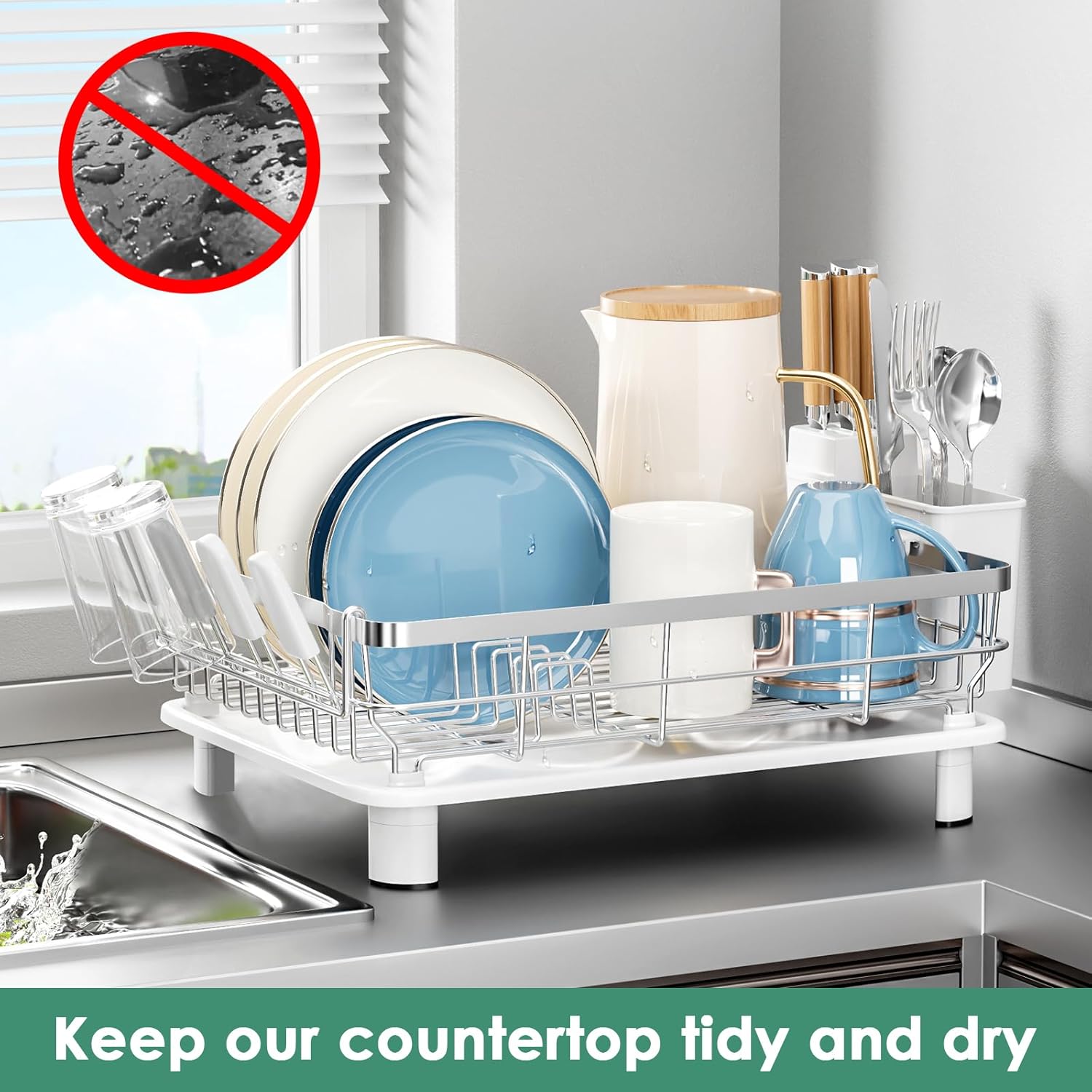 MOUKABAL Dish Drying Rack - Stainless Steel Dish Rack, Dish Racks for Kitchen Counter, Drying Rack