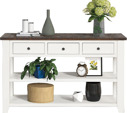 Solid Wood Console Table,Sofa Table with Storage Drawers and Bottom Shelf,Entryway Table for Entry