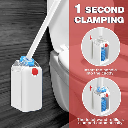 JEHONN Disposable Toilet Bowl Cleaner Wand with Upgraded Clamping System, Wall Mounted Bathroom