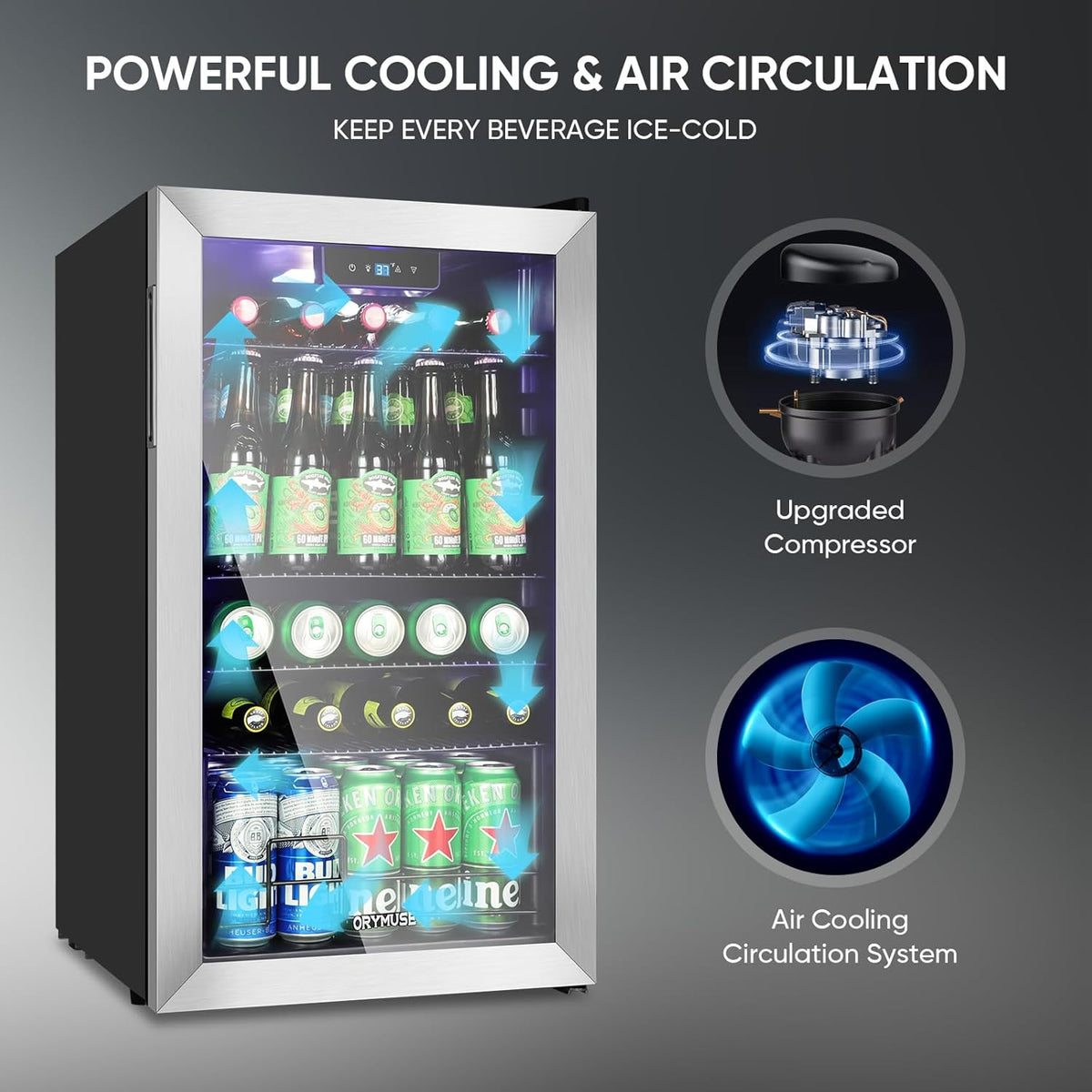 120 Can Beverage Refrigerator ??Mini Fridge with Glass Door for Soda Beer or Wine, Beverage Cooler