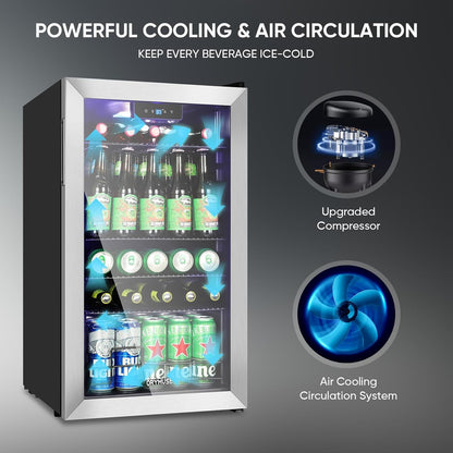 120 Can Beverage Refrigerator ??Mini Fridge with Glass Door for Soda Beer or Wine, Beverage Cooler