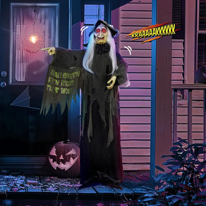 AW Animated Halloween Decorations,Scary Witch,6 FT Life Size Standing Clown,Motion/Sound Activated