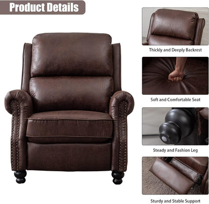 CANMOV Pushback Recliner Chair Set of 2，Leather Armchair Push Back Recliner with Rivet Decoration