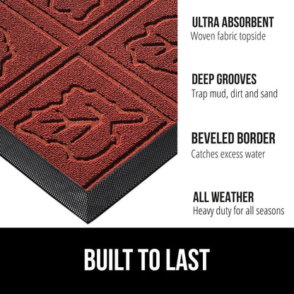 GORILLA GRIP 100% Waterproof All-Season WeatherMax Doormat 35x23, US Designed Natural Rubber, Stain