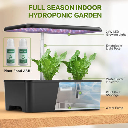 MUFGA 12 Pods Hydroponics Growing System, Indoor Garden with LED Grow Light, Plants Germination
