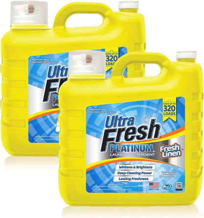 Ultra Fresh 2 Pack Platinum Liquid Laundry Detergent up to 320 Loads, Fresh Linen - Deep Cleaning