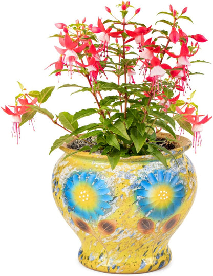 Sungmor Ceramic Hand Painted Succulent Flower Pots, 9 Inch Large Pottery Pots for Indoor Outdoor