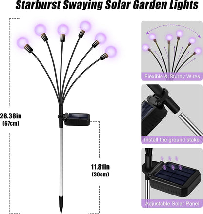 Solar Lights Outdoor Garden Purple – 36 LEDs Solar Firefly Lights, Purple Swaying Lights Outdoor