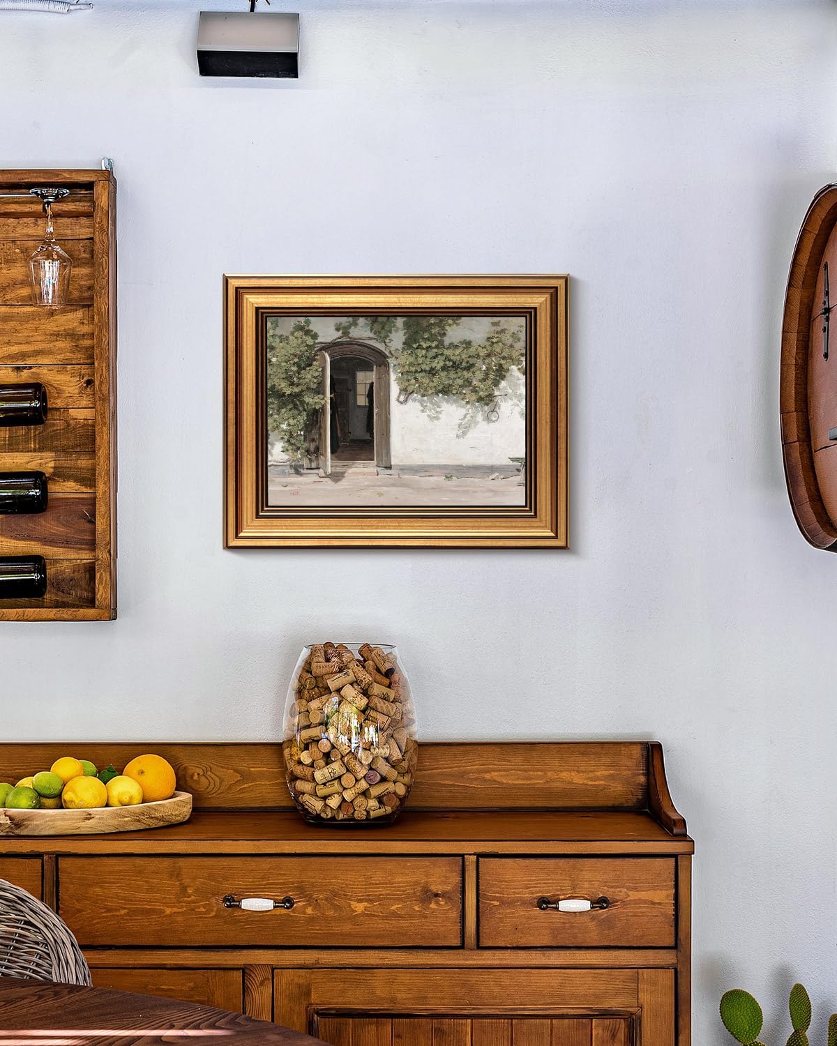 HUARCEY Gold Framed Vintage Wall Art Vineman Climbing The Walls Farmhouse Wall Decor Opening Door